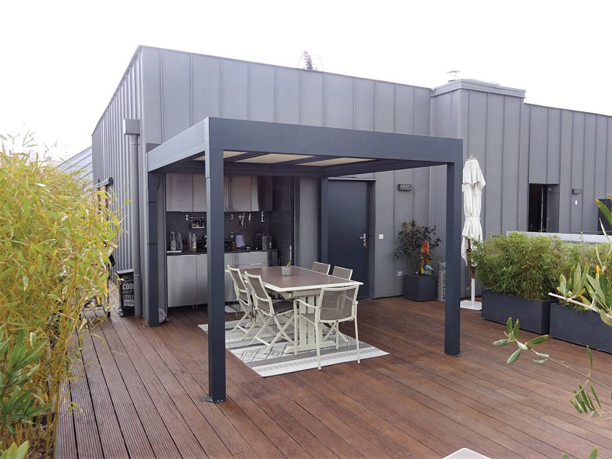 pergola toit plat autoportée